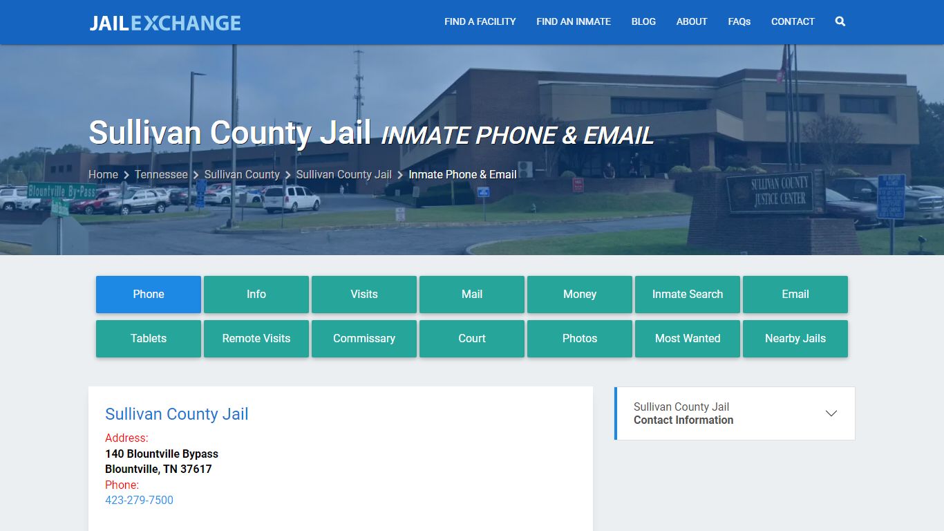 Inmate Phone - Sullivan County Jail, TN - Jail Exchange